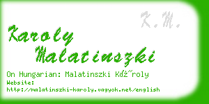 karoly malatinszki business card